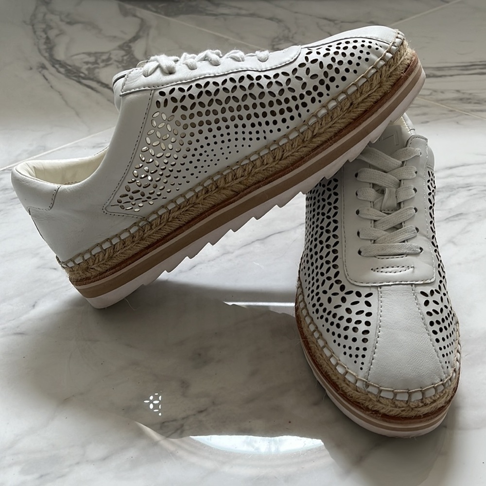 White Espadrille Platform Sneaker. Size 8